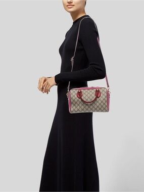 Excellent Condition Gucci Multicolor GG Supreme Canvas Boston Handbag